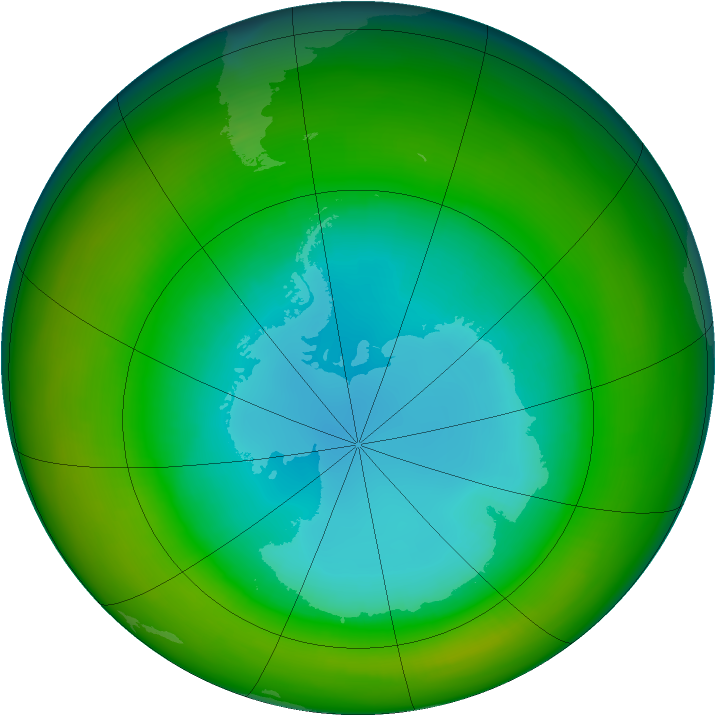 Antarctic ozone map for August 1982